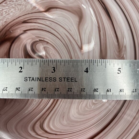 Art Glass Blown Oval Purple Swirl Bowl Platter 13.5x12.5x2.5" - Picture 8 of 8